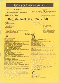 Historische Tatsachen Nr. 50a - REGISTERHEFT für die Historische Tatsachen Nr.  26 - 50