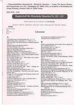 Historische Tatsachen Nr. 115a - REGISTERHEFT für die Historische Tatsachen Nr.  101 - 115