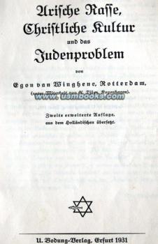 Winghene, Egon van: Arische Rasse, Christliche Kultur und das Judenproblem. Voll-Zionismus?