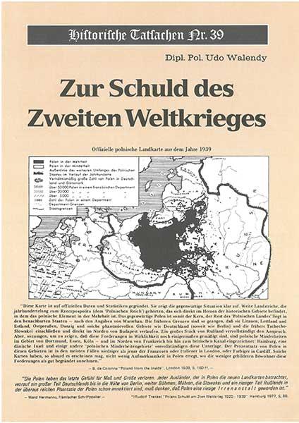 Historische Tatsachen Nr. 39 - Zur Schuld am 2. Weltkrieg