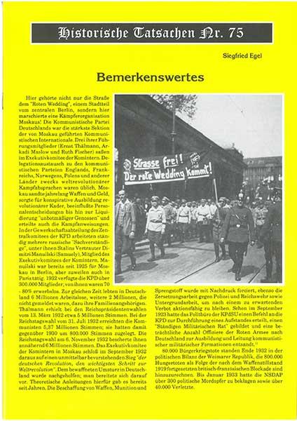 Historische Tatsachen Nr. 75 - Bemerkenswertes