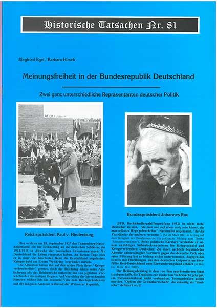 Historische Tatsachen Nr. 81 - Meinungsfreiheit in der BRD