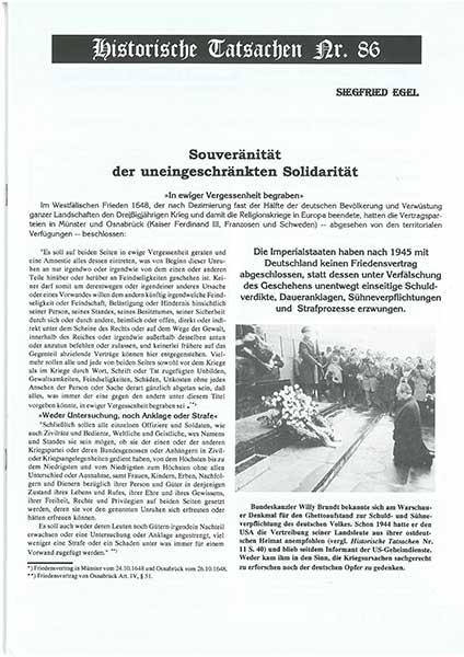 Historische Tatsachen Nr. 86 - Souveränität der uneingeschränkten Solidarität
