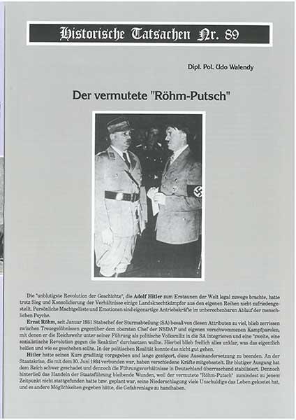 Historische Tatsachen Nr. 89 - Der vermutete „Röhm-Putsch“