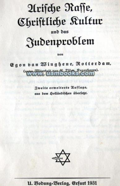 Winghene, Egon van: Arische Rasse, Christliche Kultur und das Judenproblem. Voll-Zionismus?