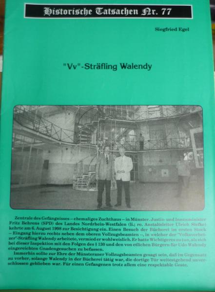 Historische Tatsachen Nr. 77 - „VV“-Sträfling Walendy