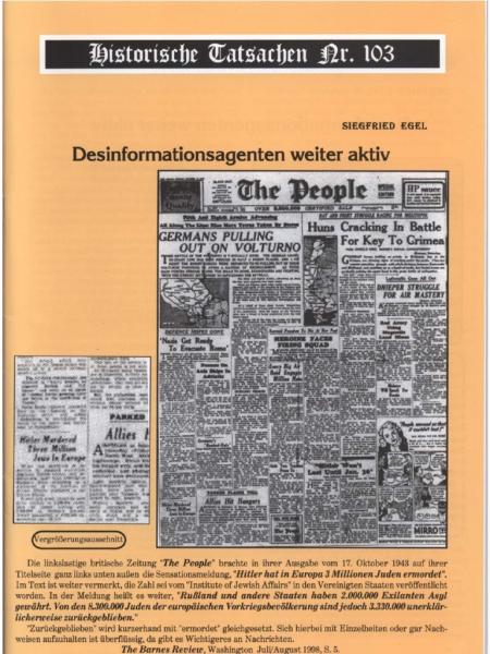 Historische Tatsachen Nr. 103 - Desinformationsagenten weiter aktiv